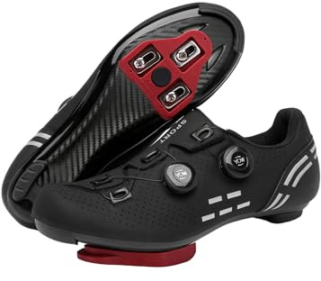 Cycling Shoes Mens Road MTB Cycling Shoes SPD-SL Compatible with Peloton Bike Indoor Outdoor Road Bike Riding Shoes Men's & Women's Black (Black-Road-Delta,6)