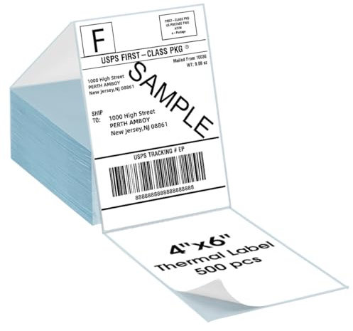 Vretti Etichette termiche 101.6X152.4mm (4 x 6) 500 pezzi, Etichette per spedizioni, etichette termiche per stampante, compatibili con Vretti, Etichette Adesive
