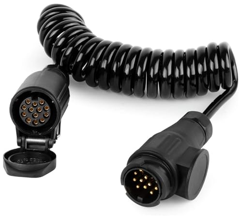 Gerbala 2M 13-Adriges Anhänger Verlängerungskabel, Anhänger Verlängerung Kabelverbinder mit Anhängerstecker Steckdose 13 Polig, für 12V/24V LKW Traktor Anhänger Kfz PKW Caravan Wohnwagen