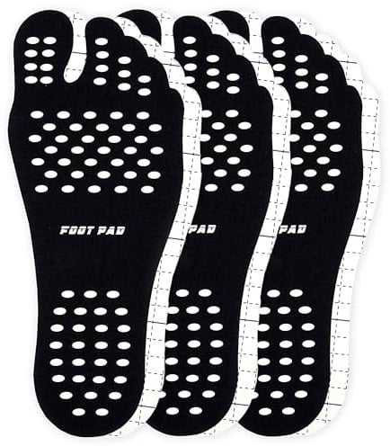 biped 3 Paar BEACH TAPE Barfußsohlen - Rutschfeste Klebepads für die Füße - Für Strand, Schwimmbad, Yoga & Outdoor - Fußpad Aufkleber - Wasserfest & hitzebeständig z2931(black,L = 40-43)