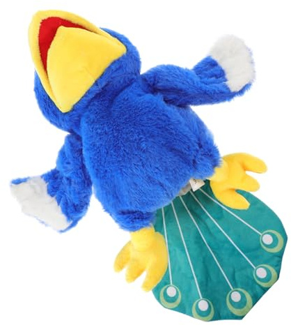 ERINGOGO Plüsch Pfau Handpuppe Interaktives Kuscheltier Simulation Vogel Modell Weiches Stofftier für Kindergarten Rollenspiel