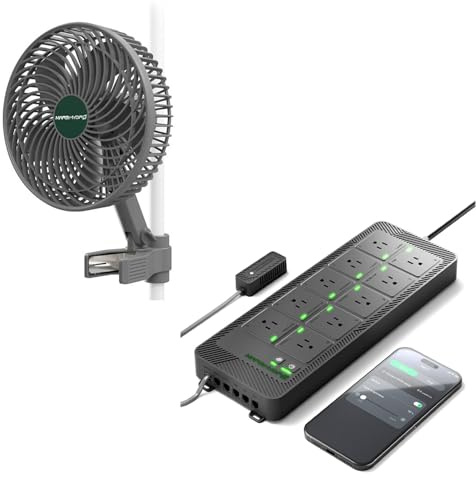 MARS HYDRO M6 Grow Ventilator Oszillierend 10 Geschwindigkeitsstufen mit iHub-Pro, 10AC Power Strip Kit, Smart Grow Room Hub, WiFi Environmental Control for Light, Temperature, Humidity & VPD