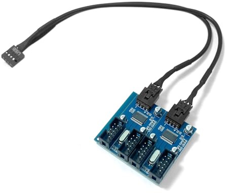 HSSDTECH Placa Base USB 2.0 Interno de 9 Pines a Cable de expansión de 4 | puertos - PCB versión mejorada