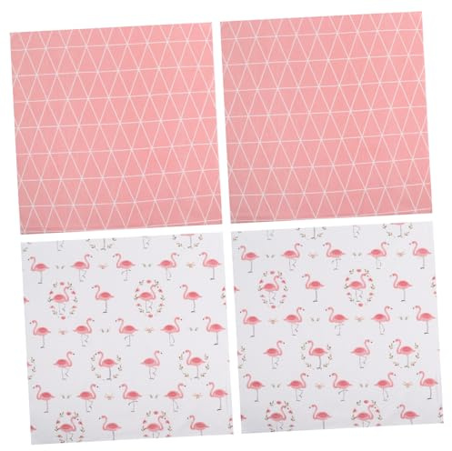 Patchwork Quiltstoff Flamingo Stoff 4 Stück 50x50cm Halloween Feier | Baumwolle, Handgefertigt für Bastelprojekte und Näh Selbstgemacht, Rosa Print mit Cartoon Flamingo