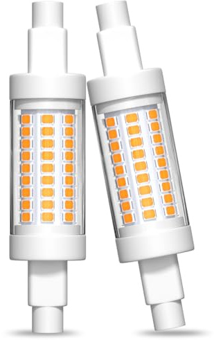 Lamptobe Dimmbar 6W R7S 78mm LED Leuchtmittel, Warmweiß 2200K J78 500Lumen LED Stablampe Ersatz für Halogen, R7s 78mm Amber Warmweiß für Bodenlampen, Tischlampen, Nachttischlampen(2 Stück)