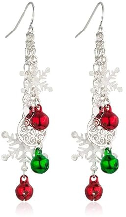 Weihnachts Ohrringe Schneeflocken Weihnachtsohrringe Schneemann Weihnachten Ohrringe Hängend mit Glöckchen für Partys, Zusammenkünfte und Den Alltag