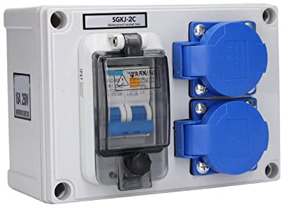 ZDETGU Prise Murale, Prise de Courant Allemande 230 V 40 A 1P+N avec Disjoncteur, pour Utilisation Intérieure et Extérieure, Jardin, Garage, Salle de Bain