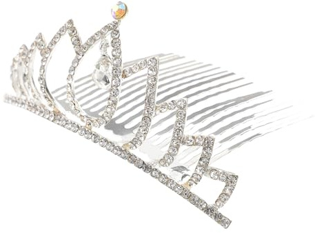 OUNONA Tiara Kamm mit Strassbesatz Weißer Hochzeitskronenkamm für Braut Bequemer Haarschmuck für Festliche Gelegenheiten