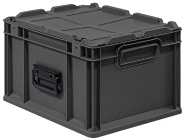 PROREGAL Eurobox NextGen Portable | HxBxT 23,5x30x40cm | 20 Liter | Schwarz | Eurobehälter, Transportbox, Transportbehälter, Stapelbehälter
