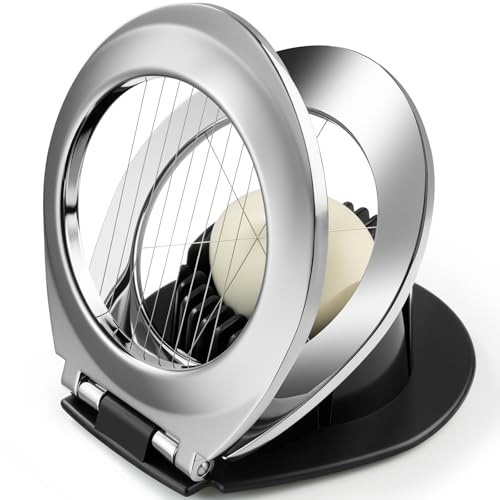 Sinnsally Eierschneider Edelstahl Spülmaschinenfest Eierteiler Kartoffelschneider Eierharfe Erdbeerschneider Eieraufschläger Mozzarella Schneider Metall Eierpiekser Eierschüttler Egg Slicer (Schwarz)