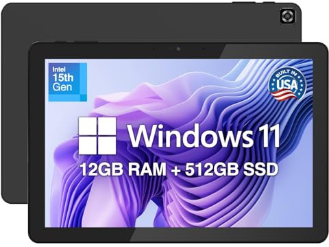 Fusion5 2026 New Version 10.1 Windows 11 Tablet PC - Built in USA - 15th Gen CPU, 12GB DDR5 RAM, 512GB SSD, 10 inch FHD+, Metallic, 158% Faster Than the Old Version of Our Windows Tablet Computer