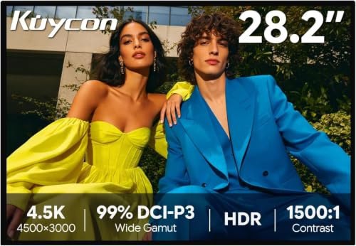 Kuycon P20 28.2 Zoll 4.5K Monitor192ppi für DesignerWaben ohne Ständer | 4500x3000 3:2 Seitenverhältnis 500 cd/m² 99% DCI-P3 99% aRGB 60Hz USB C 100W Laden ATW OGS Glas
