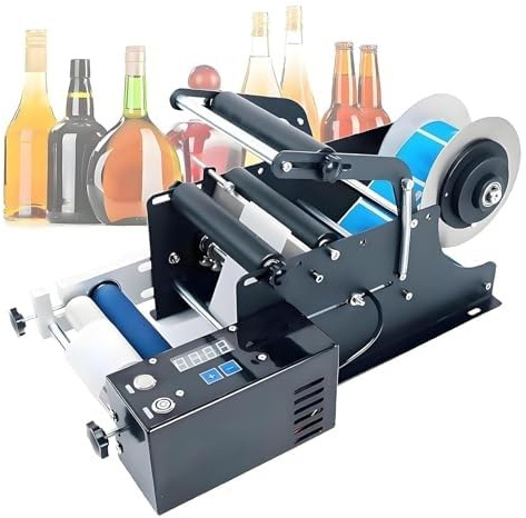YXZYFPP Etichettatrice semiautomatica per Bottiglie in Vetro, plastica e Metallo - 30 Pezzi/Minuto - Macchina per Etichette per Cosmetici e Bevande - Soluzione