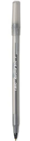 BIC Round Stic Kugelschreiber, feine Spitze (0,8 mm) 12 Count Black (0.8 mm)