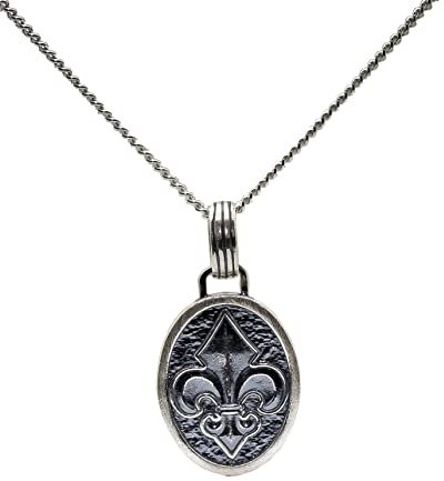 Pendentif fleur de lys En argent massif 925 avec chaine 50cm et Écrin boite