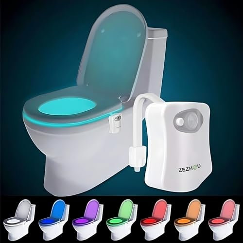 Lampe de Toilette Veilleuse LED Détecteur, Détecteur de Mouvement pour Cuvette Siège 8 Changement de Couleurs Éclairage WC Toilette Idéal pour Parents et Enfants