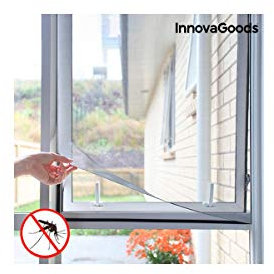 InnovaGoods® Mosquitera Ventana, Malla mosquitera para Ventanas, Malla antimosquitos Adhesiva, Tela mosquiteras de Ventanas, Malla Anti-Insectos, Recortable. Color Negro, 100cmx120cm