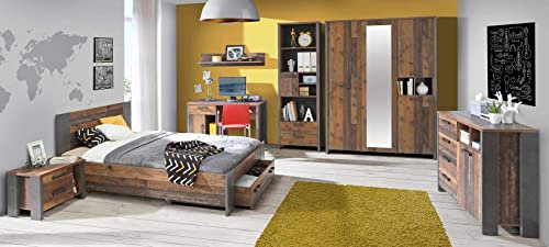Jugendzimmer Clif Komplettset 8-TLG. Optik: Old Wood Vintage von Forte