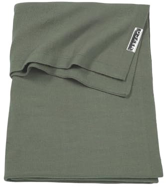 Meyco Baby Knit Basic Babydecke, gestrickte Wiegedecke (aus 100 % weicher Baumwolle, vielseitig einsetzbar, einfache Pflege, atmungsaktiv, Größe: 75 x 100 cm), Forest Green