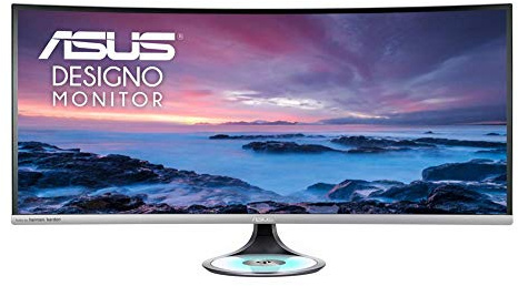 ASUS Designo MX38VC - Monitor Curvo de 38” UWQHD (3840x1600, 2300R, sin Marco, Cargador inalámbrico Qi, Sistema de Sonido Harman Kardon, antiparpadeo, Filtro de luz Azul) Negro