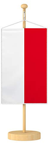 Vispronet® Tischbanner Polen Nationalfahne Set ✓ Fahne & Ständer ✓ Kordel-Rand