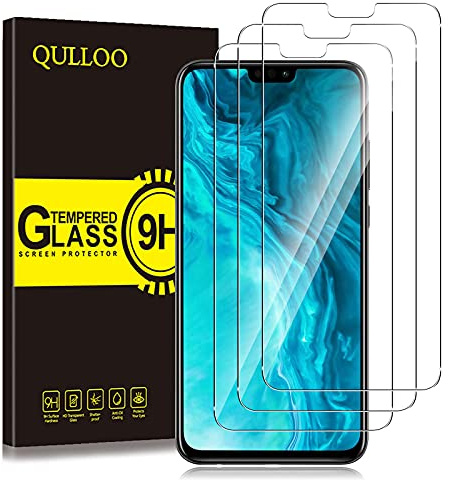 QULLOO Schutzfolie für Honor 9X Lite für Panzerglas, 2 Stück Displayschutzfolie mit 2 Stück Kameraschutz, 9H Härte Gehärtetes Glas HD Klar Schutzglas Anti-Kratzen Folie