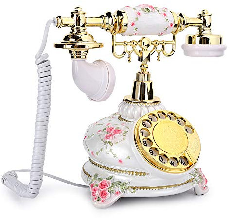 Drehtelefon, Vintage Mobilteil Festnetztelefon Antikes Telefon Kabelgebundenes Retro Festnetztelefon für zu Hause, kann Wählscheiben erneut wählen und drehen