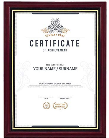 GraduatePro Cadre Diplome A4 Mural Bois Photo Format Certificat Documents Sous Verre à Accrocher Decoratif Universitaire 20x30