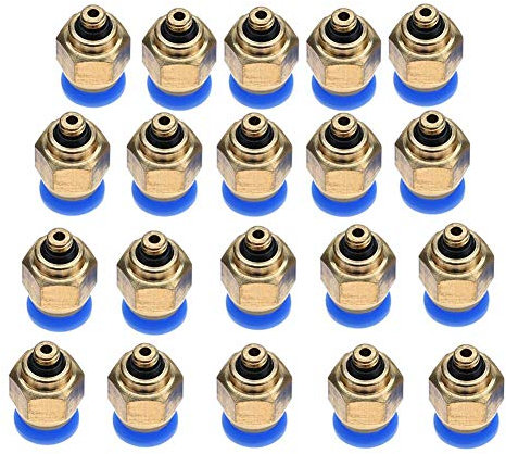 Raccordi rapidi pneumatici per tubo dell'aria da 4 mm, connettore a innesto diritto con filettatura maschio, connettore rapido a gomito pneumatico da 1/4, per connessione rapida(PC4-M5)