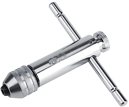 Atyhao T-Griff-Ratschengewindebohrer, Verstellbarer T-Stangengriff-Ratschen-Schraubenschlüssel M3-M8 & M5-M12 für Gewindebohrer-Set(M5-M12Kurz)