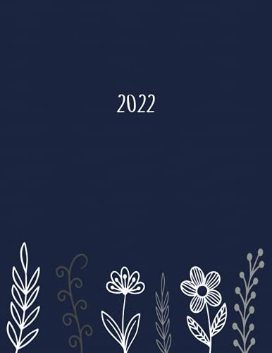 2022: Großer Buchkalender 2022 A4 I 400 Seiten I 1 Tag 1 Seite I Kalender I Terminkalender I Kalenderbuch I Endlich genügend Platz zum Planen, Organisieren und Notieren! I Design Blumenmuster blau