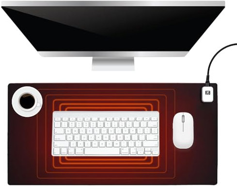 CJBIN Tischunterlage Beheizte, Mauspad mit Funktion Heizung, 82*40cm Große Mausmatte mit 7 Heizstufen, Tischunterlage Beheizte Schreibtisch, Beheizte Schreibtischunterlage für PC/Laptop/Zuhause/Büro