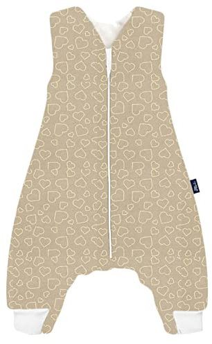 Alvi Sleep-Overall Baby Schlafsack mit Füßen Babyschlafsack Kinderschlafsack aus Baumwolle (100 cm, Hearts Nature)