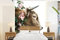 Selbstklebend Tapete Wandpapier Wandaufkleber Fototapete Tapeten Wanddeko 160x220 cm Schottischer Highlander - Kuh - Blumen