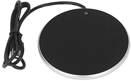 Heating Cup Mat, 55°C Constant Temperature Waterproof Touch Control Coffee Tea Warmer for Home Office, Bedroom, Study, Travel, Desk Use, Silver