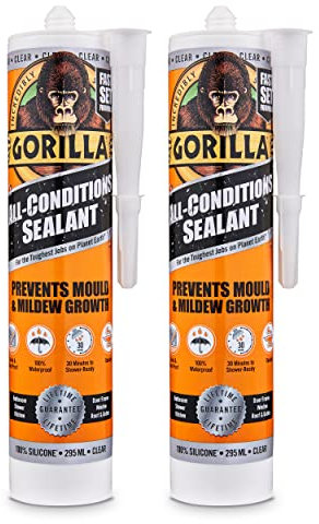 Gorilla All Conditions Silicone Sealant Clear 295ml (2 Pack)
