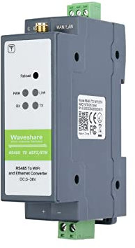 Waveshare RS485 to WiFi/Ethernet Module Rail-Mount Serial Server Modbus MQTT Gateway Supports Transparent Transmission Mode