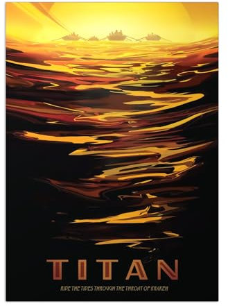 Displate Offiziell NASA MetallPoster Magnetische Befestigung Inklusive Lizenziert Bilder Hochwertiges Poster - Jpl Space Travel Posters - Titan Throat of Kraken Poster 45 cm x 32 cm