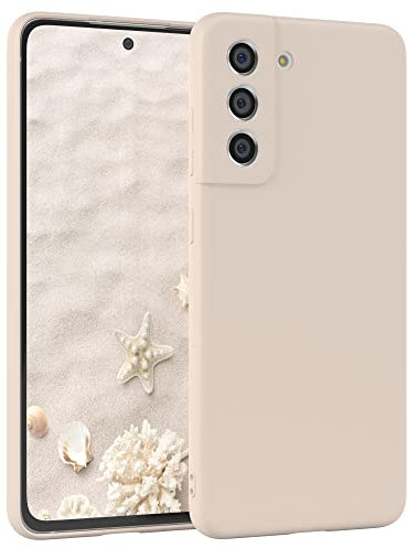 EAZY CASE - Silikonhülle für Samsung Galaxy S21 FE 5G Hülle Silikon Case Beige weich stoßfeste Handyhülle Galaxy S21 FE Schutzhülle mit Kameraschutz Dünn Premium Schutz Cover TPU Phone Bumper in Taupe