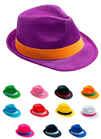SILABA TONICA Pack 10 Chapeaux Fête Peñas - Chapeaux Colorés pour Homme et Femme – Personnalisables - Choisissez la Couleur du Ruban - Modèle Violet