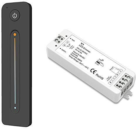 Cupsofu LED Dimmer 12V 5V 24V 36V 8A PWM Wireless RF Switch with 2.4G Brightness Adjustment Contact for Led Single Color Strip