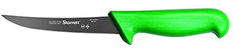 Starrett Professional Stainless Steel Kitchen Boning Knife - Narrow Curved Profile - 5-inch (125mm) - Green Handle