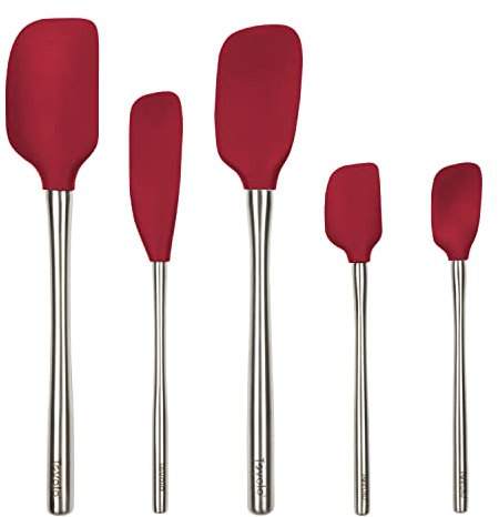 Tovolo Flex-Core Stainless Steel Handled Spatula Set of 5 for Meal Prep, Cooking, Baking, and More