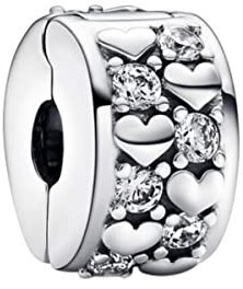 BEEUVIP Infinite Hearts Sparkling Clip Charm per bracciali, ciondoli in argento 925, perline per collane, per la festa della mamma, compleanno, regalo di Natale