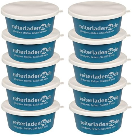 RL24 - Leckerlischale | Müslischale mit Deckel für Pferde | Futterschale zur Aufbewahrung von Leckerli & Pferdefutter | Leckerli-Dose in Blau | 10 Schalen á 2l (10er Set) | Pferdezubehör