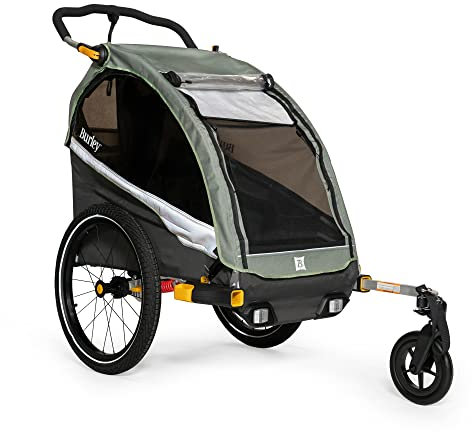 Burley D'Lite™ X Kinder-Fahrradanhänger & Kinderwagen, Salbeigrün/Anthrazit, Einzelbett