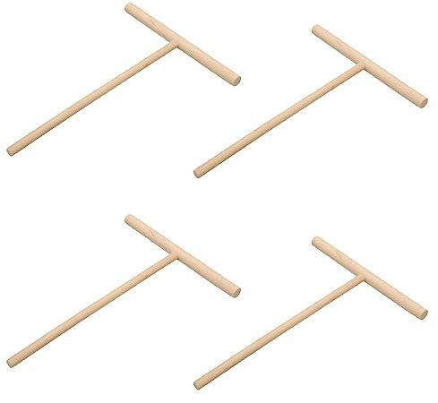 LuLiyLdJ Juego de 4 palitos de madera para tortitas en forma de T, espátula para tortitas, espátula para tortitas, herramientas de cocina DIY
