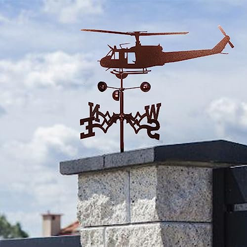 Micozy Wetterhahn Flugzeuge Windfahne Windspiel Rostfreier Stahl Flugzeuge Weathervane Retro Wetterfahne Mini Deko-Wetterfahne fur Wind Direction Indicator und Dach Garten Deko Schwarz (Hubschrauber)