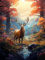 Diymood 5D Diamant Painting Kit Hirsch - DIY Diamond Painting Wald Bilder Zubehör für Runde Diamond Kreuzstich Stickerei - Dekorative Kunst für Büro und Zuhause - Wandbild 30x40 cm