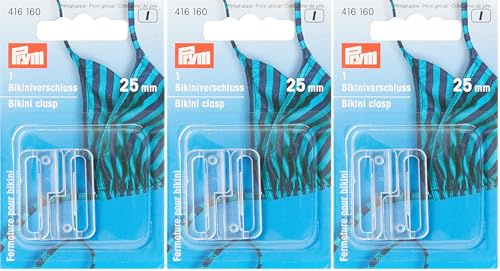 Prym 416160-1 Bikini and Belt Clasp Hook Plastic 25 mm Transparent (Pack of 3)